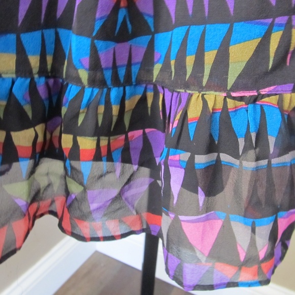 Colorful Silk TheCue Cher Qu Flounced Bodice and Hem Thin Strap Elasticized Mini - Picture 7 of 12